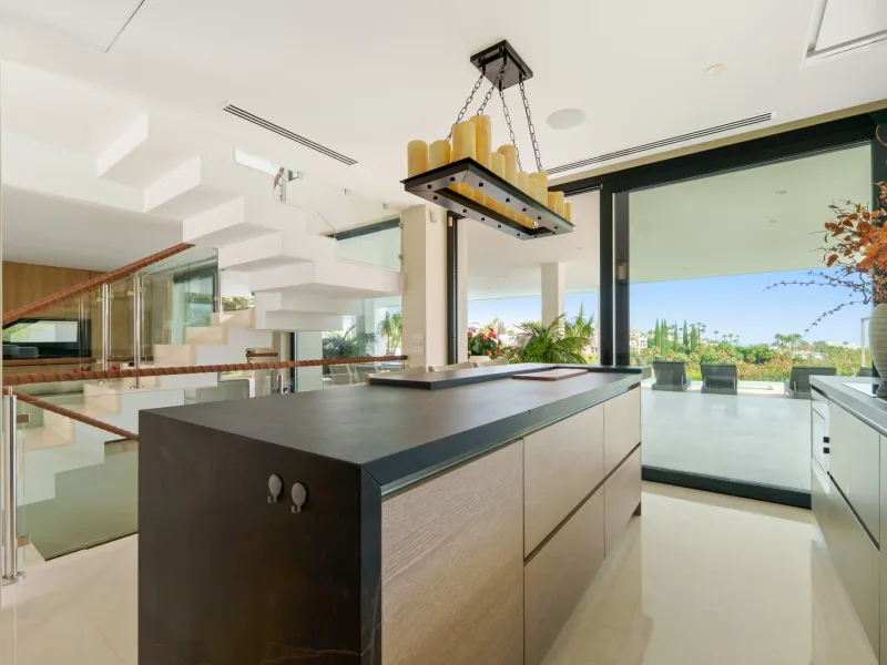 Frontline golf luxury villa for sale in Nueva Andalucia, Marbella with private gym