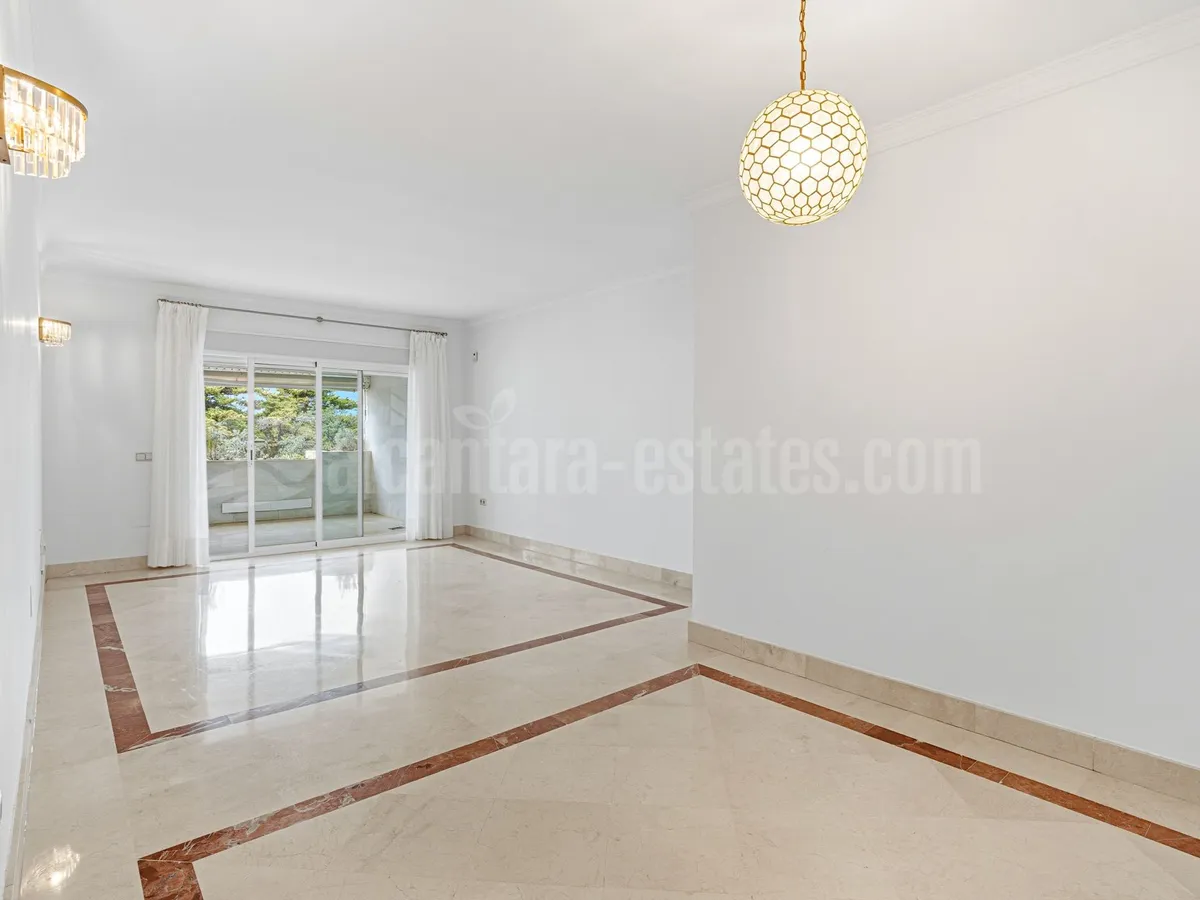 Elegant two-bedroom, beachfront apartment, located in the prestigious Jardin del Mediterráneo, Golden Mile Marbella