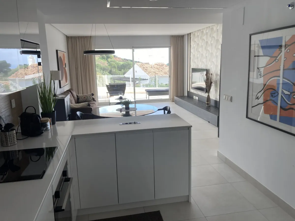 Rare opportunity in recent built ELEMENTS – Altos de Los Monteros. Fully furnished apartment with sea views!