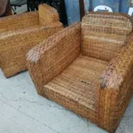 Conjunto de DOS BUTACONES DE MIMBRE y MESA CENTRAL 2