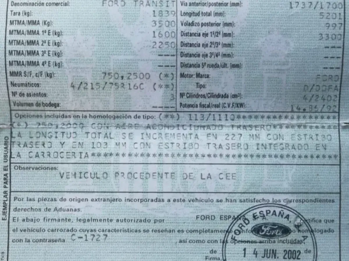 DESPIECE COMPLETO FORD TRANSIT 125 T350