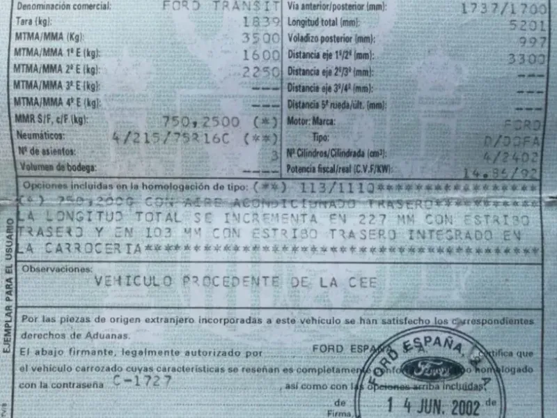 DESPIECE COMPLETO FORD TRANSIT 125 T350