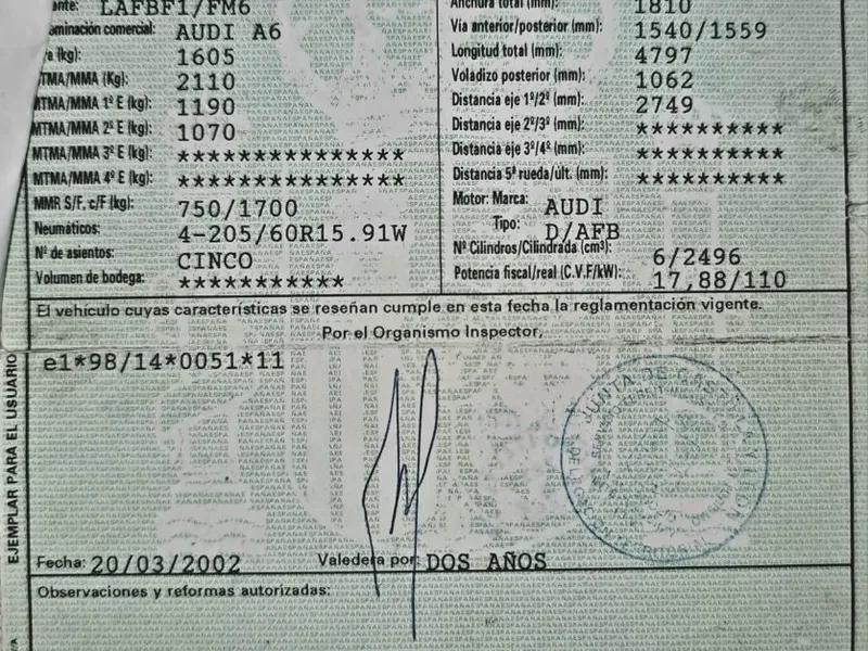 DESPIECE COMPLETO AUDI A6 (4B2) 2.5Tdi v6 4p.'02