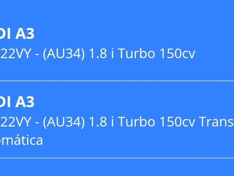 DESPIECE COMPLETO AUDI A3 1.8T 3p.IRMSCHER 190cv.