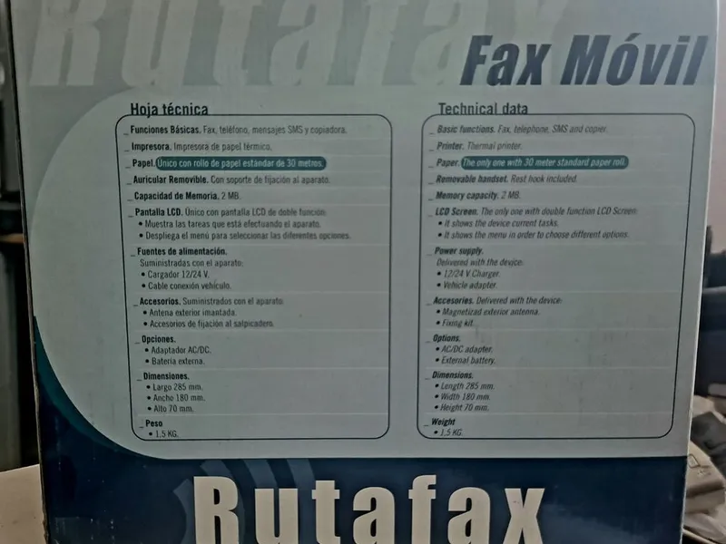 RUTAFAX Móbile Teléfono, Fax, SMS, Copiadora 12-24